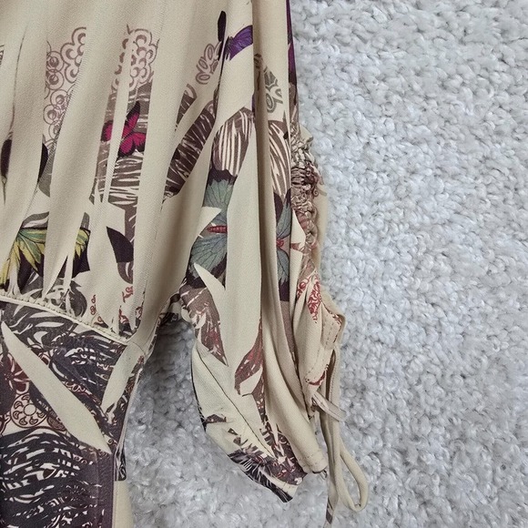 Body Central Babydoll Top Womens Medium Flowers Butterflies Stretch Y2K Festival - Picture 3 of 12